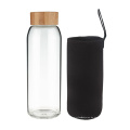 Tragbare Wasserflasche aus Borosilikatglas mit Bambusdeckel